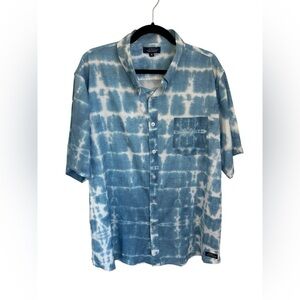 ♥️Simply Southern Lightweight Blue Tie Dye Beach Vacation Button Up Mens Size XL